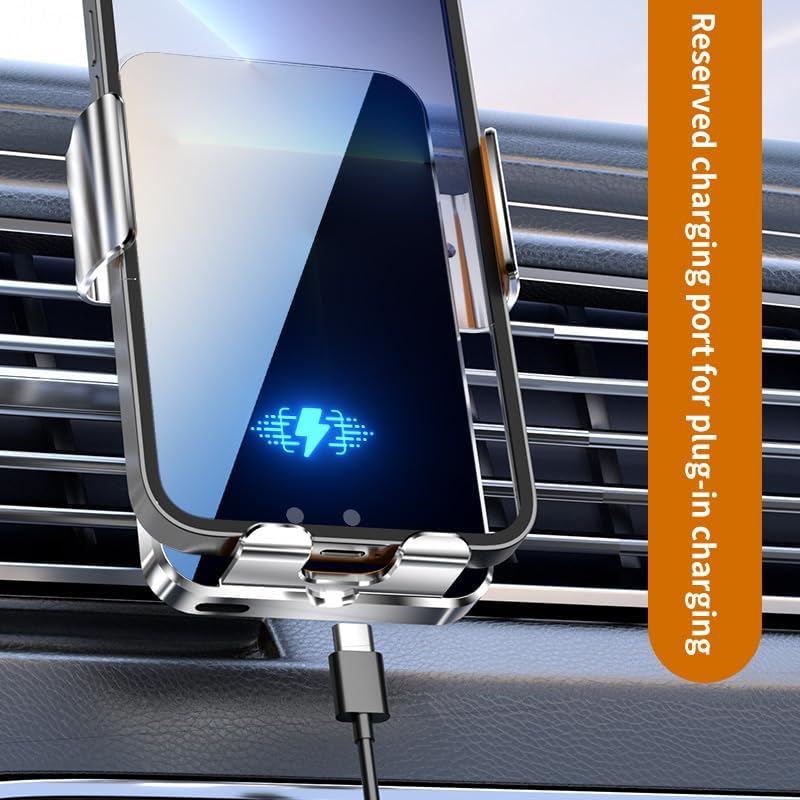 15 W Fast Wireless Car Charger Mount with Auto Clamping – Smart Charging Solution for i Phone 16/15/14/13/12 Pro Max & Samsung Galaxy S24/S23/S22 – Versatile 2-in-1 Design for Safe Driving & Convenient Navigation – Adjustable Viewing Angle – Qi-Compatible for Optimal Performance – Ideal for Any Phone Case Under 6 mm Thickness – Built-in Battery for Wireless Operation Up to 500 Uses – Tangle-Free Experience for Effortless Connectivity and Safety on the Road