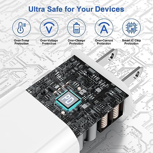 Ultimate USB C Charger for i Phone 16 & 15 – Fast Charging with 10 FT Long USB C to C Cable – Ideal for i Pad Pro 12.9/11 & i Pad Air 5 th – Reliable Power Block for Home & Travel – Enhanced Speed & Compatibility