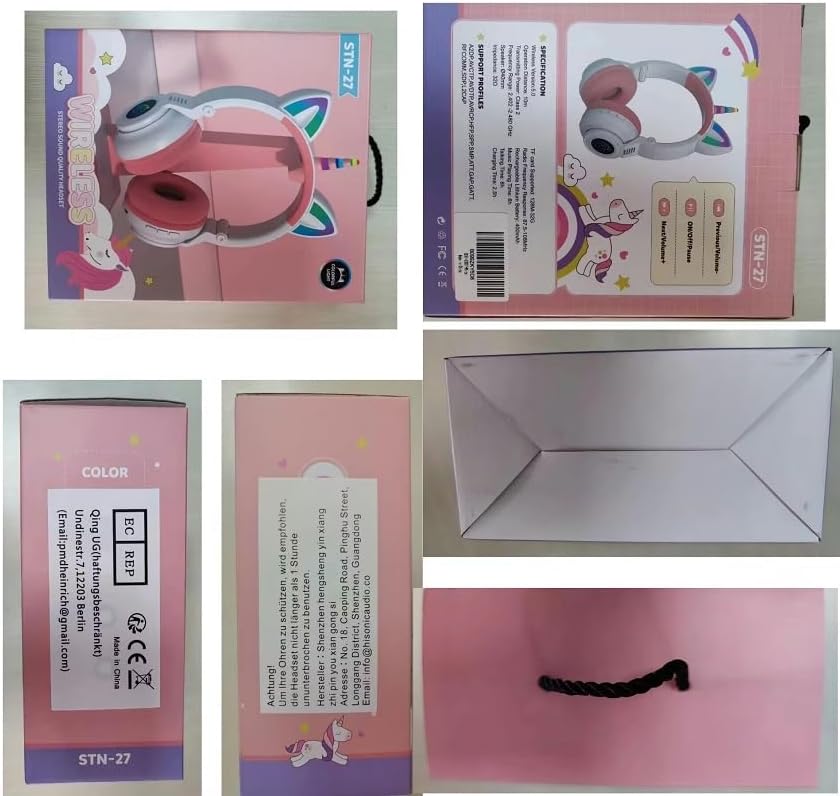 Enchanting Unicorn Wireless Headphones for Kids – Stylish Pink Foldable Design with Light-Up Features, Perfect for Tablets and Toddlers – Superior Sound Quality and Comfort for Magical Listening Adventures – Durable, Adjustable, Tangle-Free Fun for Every Little Girl