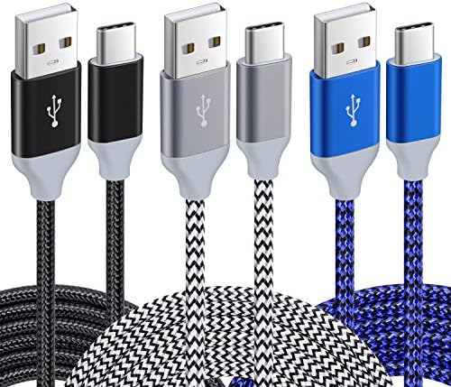 10 ft USB C Fast Charging Cable 3-Pack – Durable Nylon Braided Type C Charger for Android & i Phone 16/15 Pro Max, Samsung Galaxy S25/S24/S23 – Enhanced Performance, Versatile Compatibility & Rapid Data Transfer