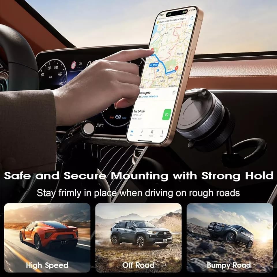 Elevate Your Hands-Free Experience with the Ultra-Strong Magnetic Phone Holder – 360° Adjustable & Foldable Design for Seamless Use in Cars, Gyms, and Beyond – Compatible with i Phone & Android Devices (Sleek Black) – Dependable Stability and Style for Active Lifestyles