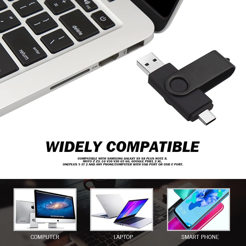 32 GB Dual USB Flash Drive 2.0 – Versatile 2-in-1 USB C & USB A Thumb Drive for Effortless Data Transfer on PCs and Type C Phones – Reliable External Memory Stick for Photos, Videos, and Documents – Portable Plug-and-Play Storage Solution
