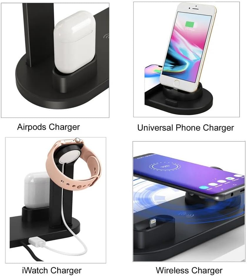 Sleek Multi-Device Wireless Charging Station for Apple & Samsung – Fast Universal Charger Stand with Safety Features for Effortless Power Management, Black – Optimize Your Charging Experience Today