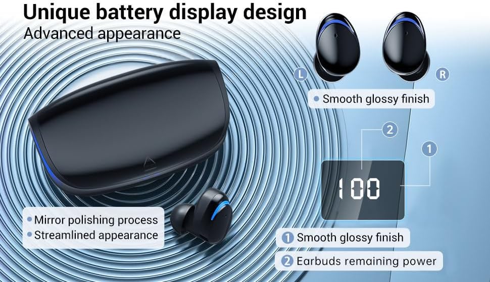 Revolutionary Bluetooth 5.0 Waterproof Wireless Earbuds – Superior Hi-Fi Sound with Ergonomic Comfort for Active Lifestyles, Enhanced Audio Experience for Workouts, Travel, and Daily Use, Featuring Rapid Connectivity and Extended Battery Life