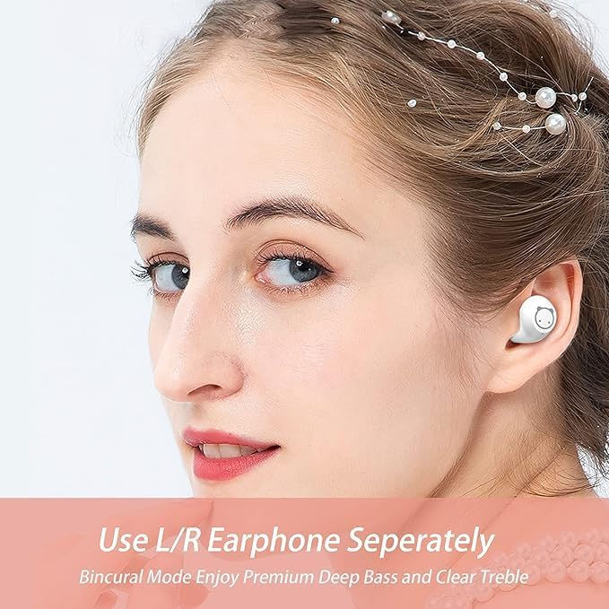 Compact Bluetooth 5.0 Earbuds for Small Ears | Touch-Control Noise-Cancelling Headphones with Unique Cartoon Charging Case | Lightweight Design for Comfort | Immersive Stereo Sound Perfect for Music & Calls | Ideal for Active Lifestyles