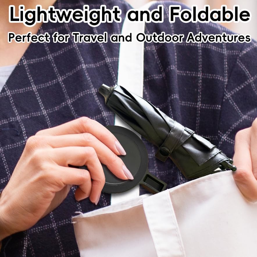 Portable Black Magnetic Phone Umbrella with Adjustable 360° Shade, Foldable Sun Protection & Built-in Ring Holder – i Phone 12-16 Compatible and More Devices, Magnetic Sticker for Quick Setup and Enhanced Functionality