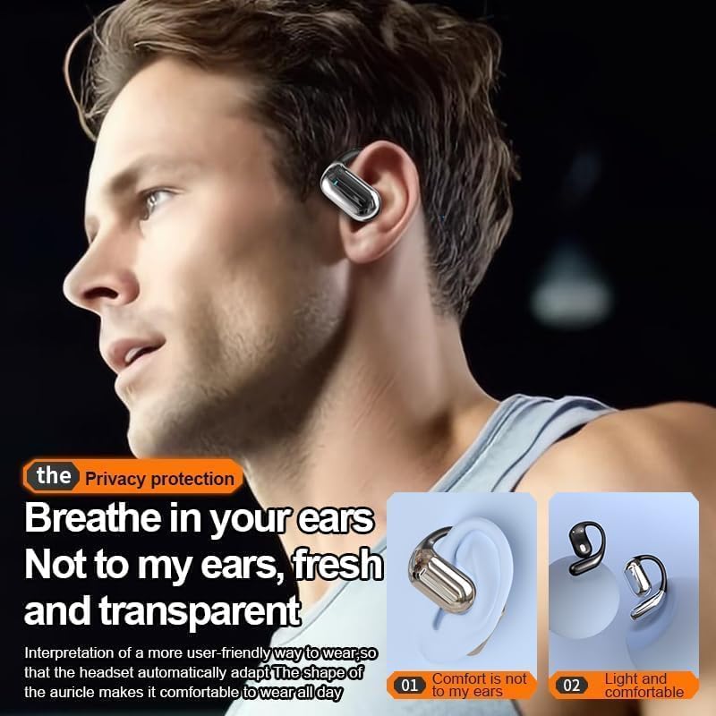 Elevate Your Fitness Journey with Open Ear Bluetooth 5.4 Sport Headphones – Ultra-Light Wireless Earbuds with Secure Ear Hooks, 50 Hours of Playtime, Built-In Microphone, and Waterproof Design – Perfect for Running, Workouts, and Active Lifestyles with Innovative LED Charging Case