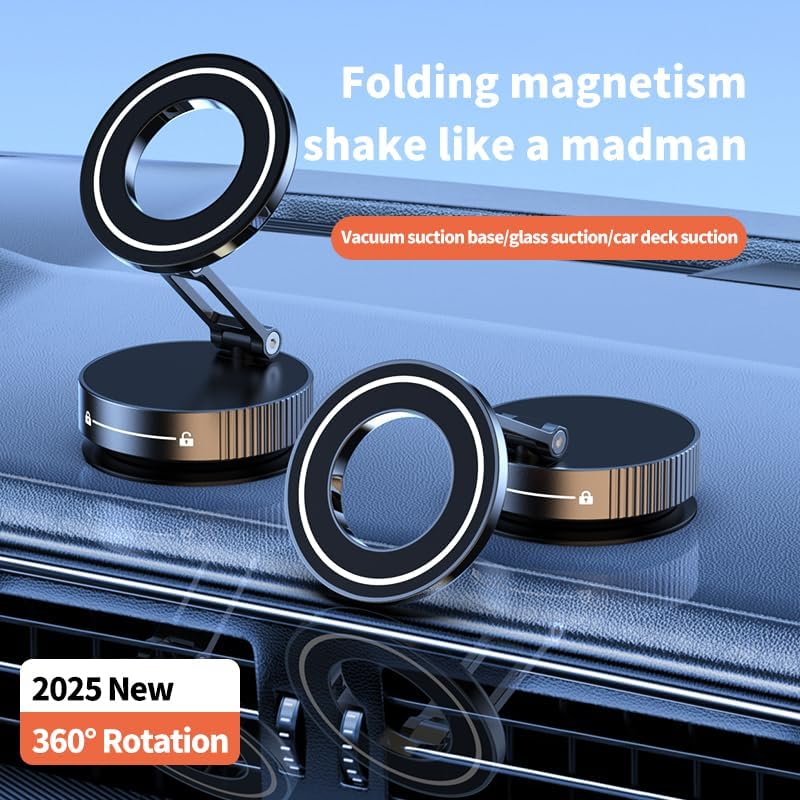 Ultimate 360° Magnetic Car Phone Holder – Heavy-Duty Suction Cup Mount for Effortless Navigation and Hands-Free Calls – Engineered with Durable Zinc Alloy for Maximum Stability and Compatibility – No-Damage Installation for the Modern Driver – Unleash Your Driving Potential with Enhanced Viewing Flexibility and Robust Security