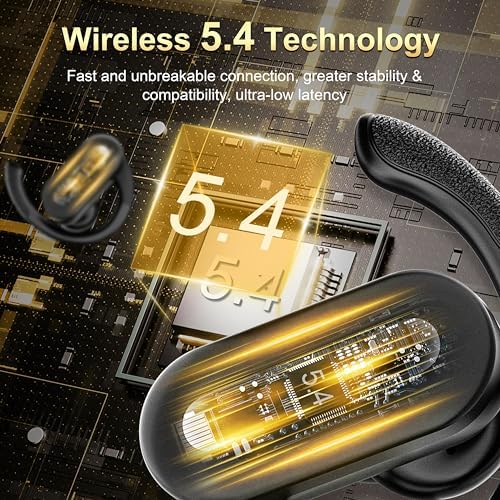 Premium Bluetooth Sports Headphones 5.4 – 50 Hours of High-Fidelity Playback, Superior Bass Enhancement, Over-Ear Design with Secure Hook Fit, Advanced ENC Noise Cancellation, IPX5 Waterproof for Extreme Durability – Ideal for Athletes and Music Enthusiasts