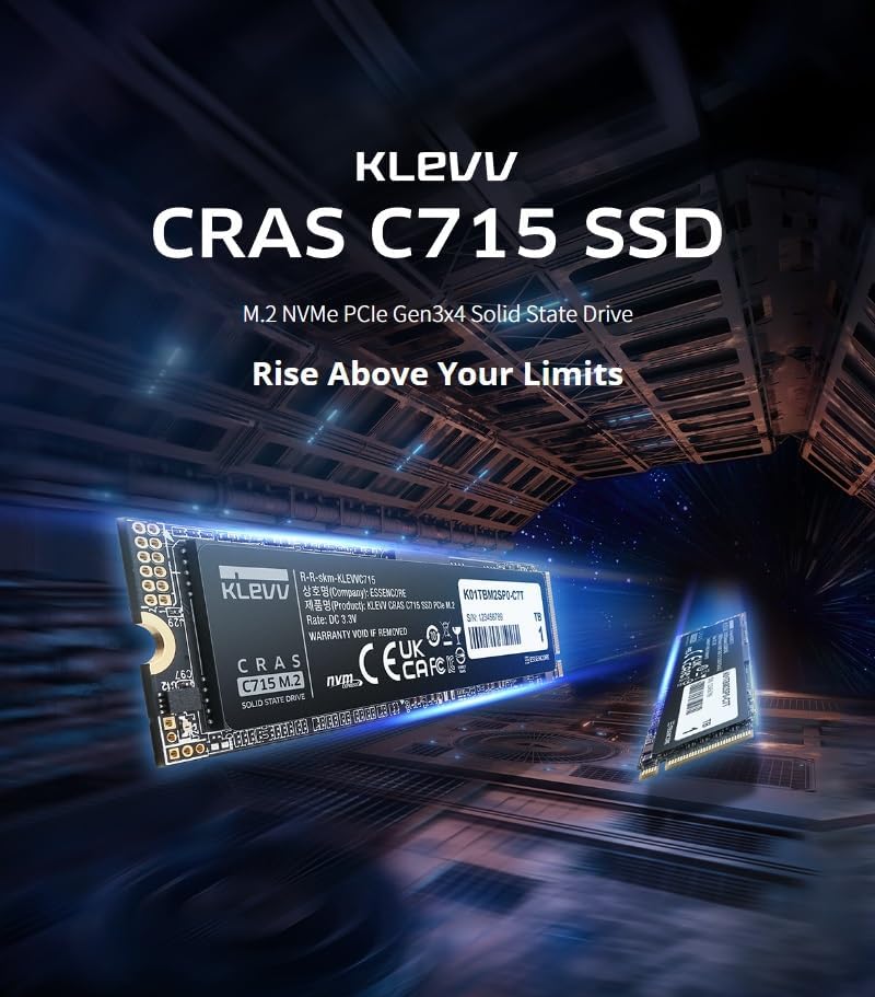 Unleash Lightning-Fast Performance with KLEVV CRAS C910 1 TB NVMe SSD – M.2 2280 Internal Drive with Heatsink for Laptops & Desktops – Experience Up to 5000 MB/s Speeds, Ideal for Gamers and Creators – PCIe Gen4 x4 Enhanced Compatibility & Reliability