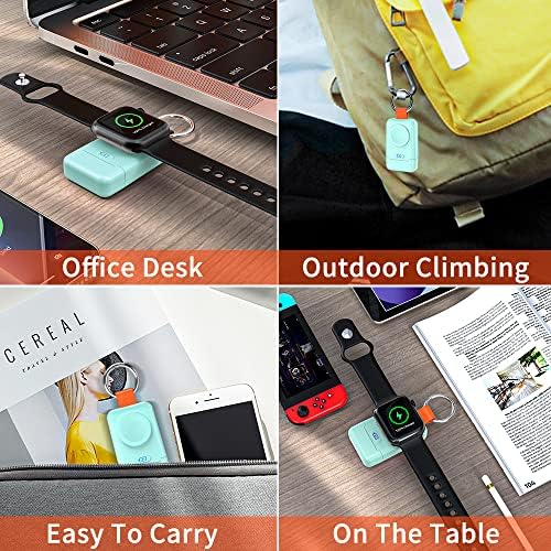 Compact Magnetic Wireless Power Bank for Apple Watch – HUOTO 1400 m Ah Travel Charger with Keychain Attachment for Series 9/8/7/6/SE/5/4/3/2/1/UItra/UItra 2 – Fast, Reliable Charging On-the-Go