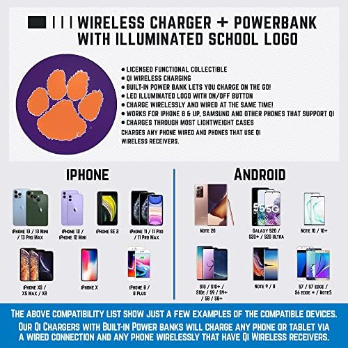 LSU Illuminated Logo Wireless Charger & Portable Power Bank – Dual Charging Pad for Wired and Wireless Devices, Fast Charging Technology, Ideal NCAA Gifts for Graduates and Fans, Ultimate Charging Solution with Enhanced Compatibility