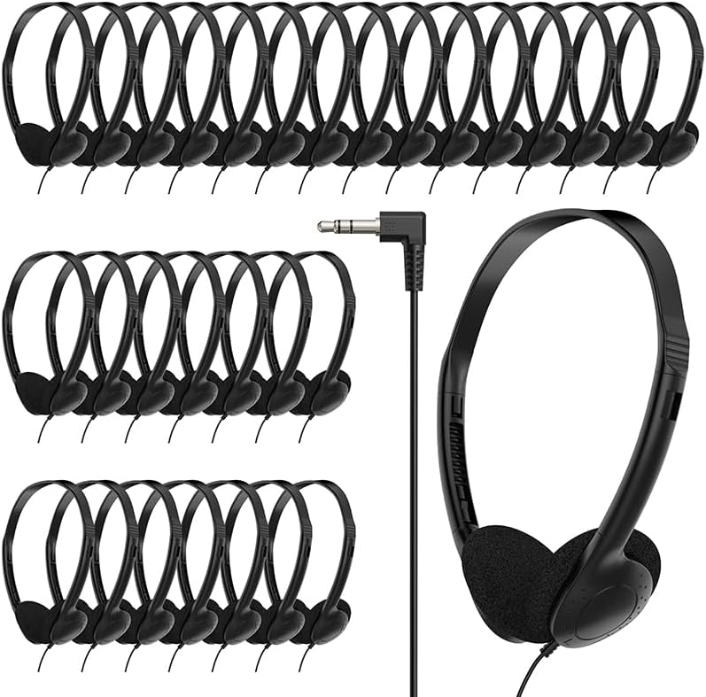 Elevate Learning with Our 30-Pack Kids Headphones – Comfortable 3.5 mm Plug Design for Schools & Libraries, Ideal for Group Activities and Interactive Audio Projects