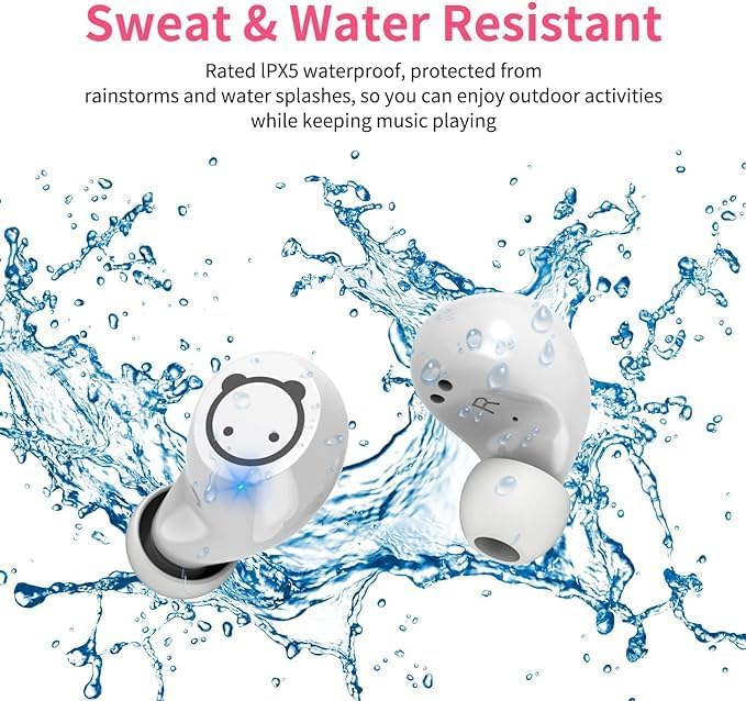 Compact Bluetooth 5.0 Earbuds for Small Ears | Touch-Control Noise-Cancelling Headphones with Unique Cartoon Charging Case | Lightweight Design for Comfort | Immersive Stereo Sound Perfect for Music & Calls | Ideal for Active Lifestyles