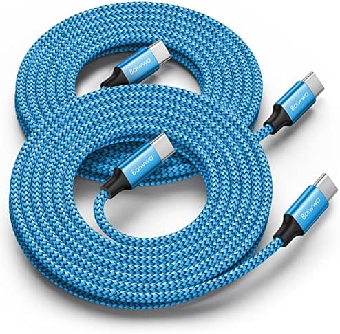 20 ft Braided USB C to C Charging Cable – Ultra-Durable 60 W Power Cord for Fast Charging, Compatible with Samsung Galaxy, Pixel, i Pad Pro/Air, Mac Book Pro/Air – Ideal for Hassle-Free Device Connectivity and Extended Reach