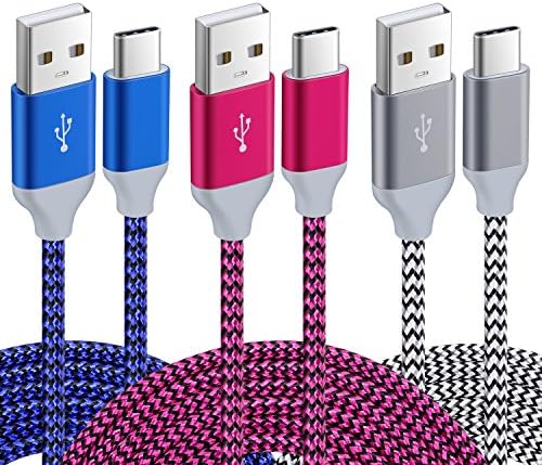 10 ft USB C Fast Charging Cable 3-Pack – Durable Nylon Braided Type C Charger for Android & i Phone 16/15 Pro Max, Samsung Galaxy S25/S24/S23 – Enhanced Performance, Versatile Compatibility & Rapid Data Transfer