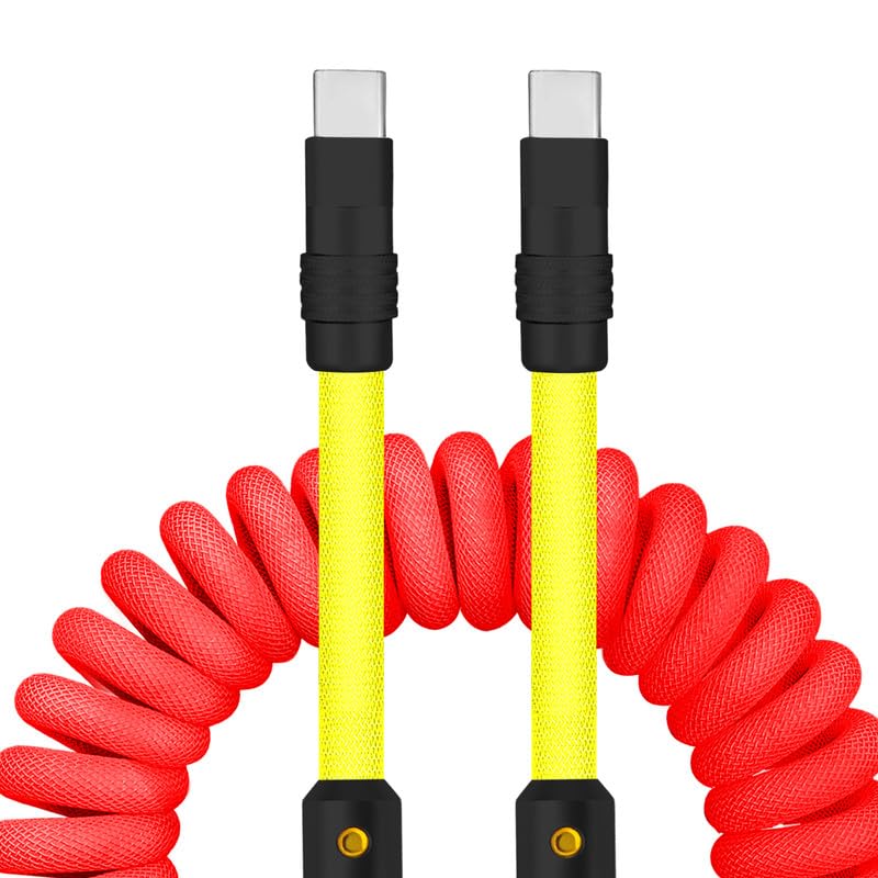 Experience Unmatched Charging Versatility with the Chubbycable Curly Chubby – 240 W High-Speed Retractable USB-C Cable, Extends 2.29 to 3.6 FT, Ideal for Car Play & Android Auto, Stylish Dark Blue and Green Coiled Design for Effortless Organization and Durability