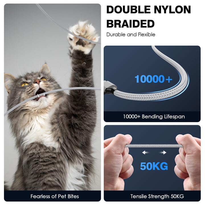 20 FT Ultra-Long i Phone Charger Cable – Fast 60 W 2-in-1 USB-C & Lightning Charging Cord for i Phone 16/15/14/13/12/11, i Pad & Mac Book – Durable Braided Design for Home, Office & Outdoor Use – Unmatched Flexibility and Rapid Power Delivery