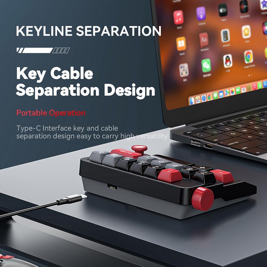 Transform Your Productivity and Gaming with the Black Wired Mechanical Numeric Keypad – Fully Hot-Swappable Keys, Customizable RGB Backlight, and Programmable Macro Functions for Seamless Office and Gaming Experience with Joystick Control