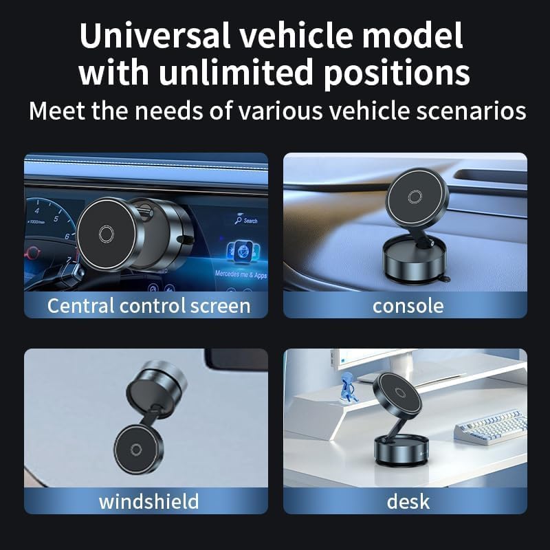 Vacuum Magnetic Phone Stand,Foldable Vacuum Magnetic Phone Holder, 360°Adjustable Vacuum Suction Cup,car Accessories,for All Phones car Screen,Mirror, iPhone Car Mount – Enhanced Compatibility and Speed