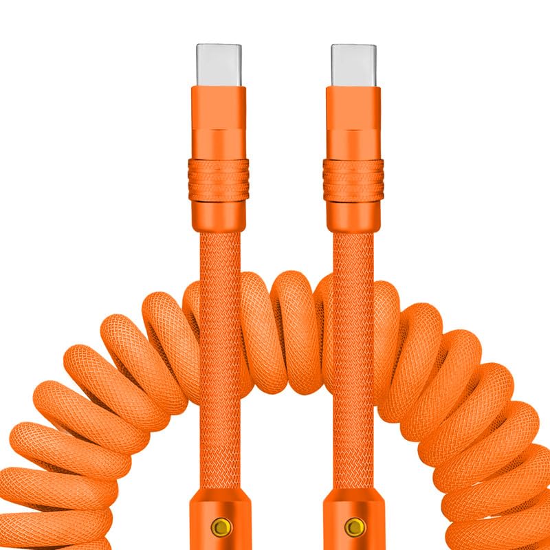 Experience Unmatched Charging Versatility with the Chubbycable Curly Chubby – 240 W High-Speed Retractable USB-C Cable, Extends 2.29 to 3.6 FT, Ideal for Car Play & Android Auto, Stylish Dark Blue and Green Coiled Design for Effortless Organization and Durability