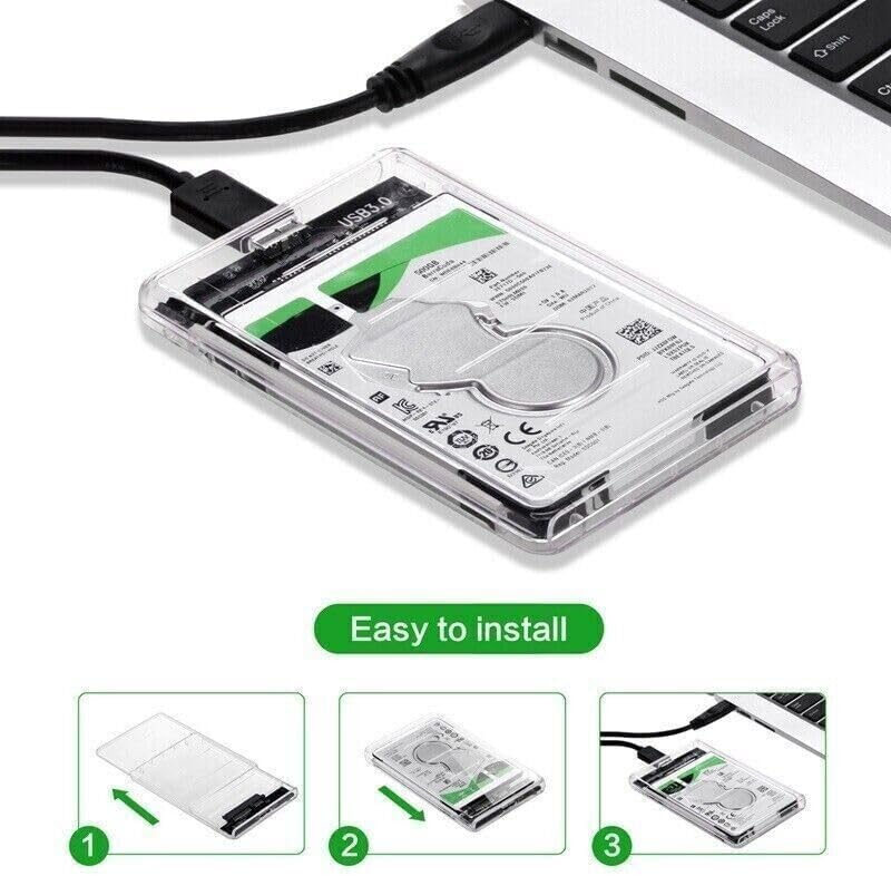 Transform Your Storage with NTQin 2.5″ SATA USB 3.0 Clear External Hard Drive Enclosure – Perfect for Samsung 870 EVO SSDs Up to 4 TB, Effortless Plug-and-Play Setup, High-Speed Data Transfer, Durable Protection for On-the-Go File Access and Backup Solutions