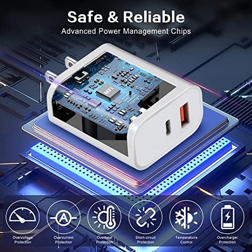 Ultra-Fast Dual Port USB-C i Phone Charger with 10 FT Quick Lightning Cables – High-Efficiency Charging Block for i Phone 14 Pro Max, 13 Pro, 12, 11, XS, XR, 8, SE – Ideal for Home and Travel, 2-Pack for Maximum Convenience and Speed