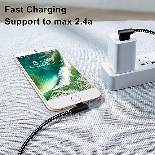 Revolutionize Your Gaming Setup with the 90 Degree 10 FT Heavy Duty i Phone Charger Cable – Ultimate Compatibility for i Phone Xs Max, XS, XR, 7, 7 Plus, X, 8, 8 Plus, 6 S, 6 S Plus, SE – Enhanced Durability & Fast Charging Performance in Black Red Design