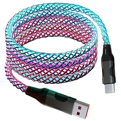 Transform Your Charging Routine with a 3.3 ft RGB LED USB Type C Cable – High-Speed 6 A Charger Featuring Stunning Gradual Lighting, Perfectly Compatible with Samsung Galaxy S23/S22/S21/S20 Ultra & LG Devices, Durable Build for Everyday Use and Travel Convenience