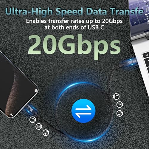 Ultra-Fast USB C Cable 3.2 Gen 2 – 16.5 ft Type C to Type C, 20 Gbps Data Transfer, 100 W PD Fast Charging, 4 K@60 Hz Video Output for Monitors – Versatile Connectivity for Laptops, Smartphones, and More