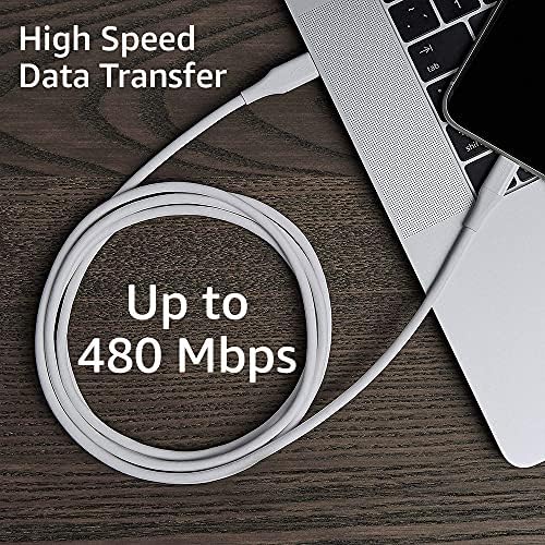 Amazon Basics MFi Certified 6 ft USB-A to Lightning Charger Cable for i Phone & i Pad – Durable ABS Construction, Fast Data Transfer, 2-Pack for Enhanced Convenience & Compatibility