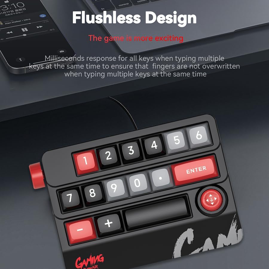 Transform Your Productivity and Gaming with the Black Wired Mechanical Numeric Keypad – Fully Hot-Swappable Keys, Customizable RGB Backlight, and Programmable Macro Functions for Seamless Office and Gaming Experience with Joystick Control