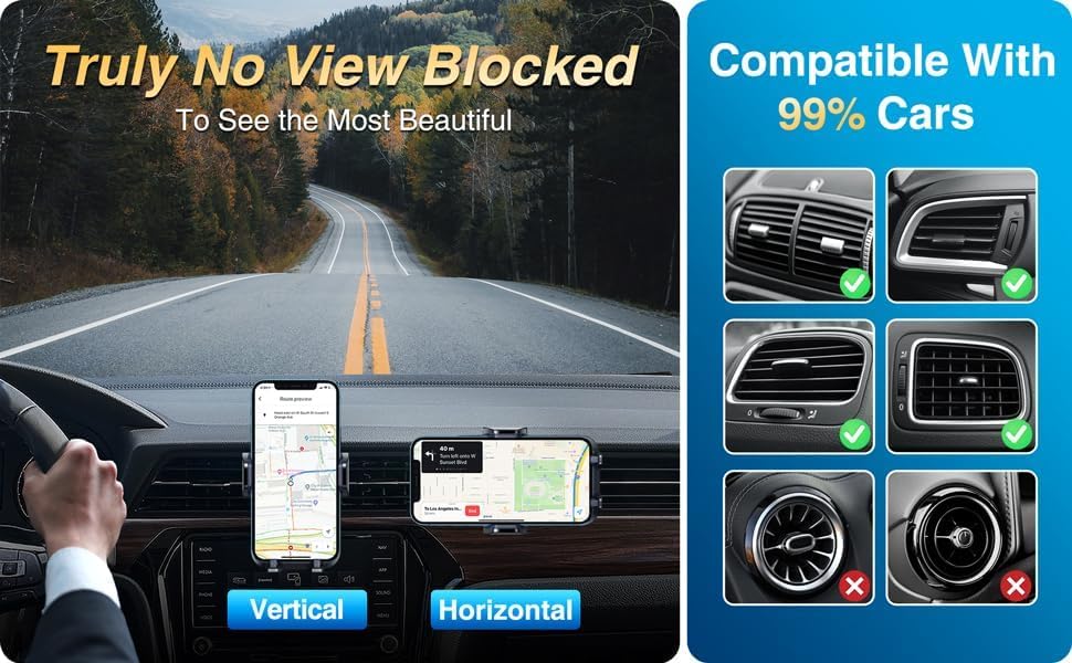 VANMASS Enhanced Car Vent Phone Holder Mount – Universal Smartphone Cradle for i Phone 13 Pro Max, 12, 11, X, XR, XS, 8, 7 Plus, Mini, SE & Android Devices – Secure Handsfree Accessory with Quick Clamp Mechanism and 360-Degree Rotation in Sleek Red Finish for Ultimate Driving Convenience