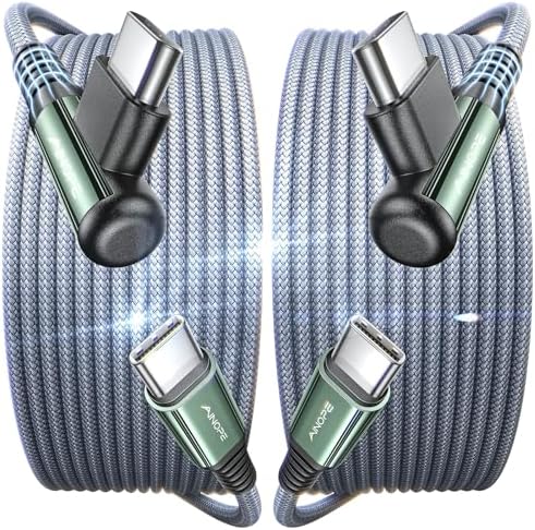 Revolutionize Your Charging with AINOPE 60 W USB C Cable 2-Pack – 10 ft Durable Nylon Braided Right Angle Type C Charger for i Phone 16 Pro Max, Samsung S24, and i Pad Pro – Fast Charging, Enhanced Compatibility, and Long-Lasting Performance