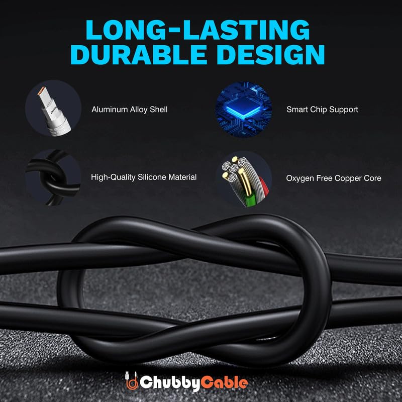 Chubbycable High-Speed 2-in-1 USB C Charging Cable – 100 W Versatile Power Solution for USB-C & USB-A Devices, 4.2 FT Durable Silicone Design in Chic Blue for Effortless Charging & Rapid Data Transfer at Home, Office, or On-the-Go