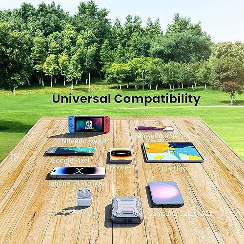 Ultimate 10000 m Ah Rugged & Waterproof Wireless Power Bank – Fast Charging Outdoor Charger for i Phone 16, 15, 14, 13, 12, 11 & Samsung Galaxy S25, S24, S23, S22, S21 – Heavy-Duty Portable Battery for Camping and Extreme Adventures, Reliable Charging On-the-Go