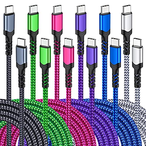 10 ft USB C to USB C Charging Cable – Fast 60 W Power Delivery Braided Cord for Galaxy S23 Ultra, i Phone 15/16, i Pad Pro, Mac Book – Durable, Tangle-Free Design in Purple, Green, Blue, Pink for Maximum Flexibility and Style