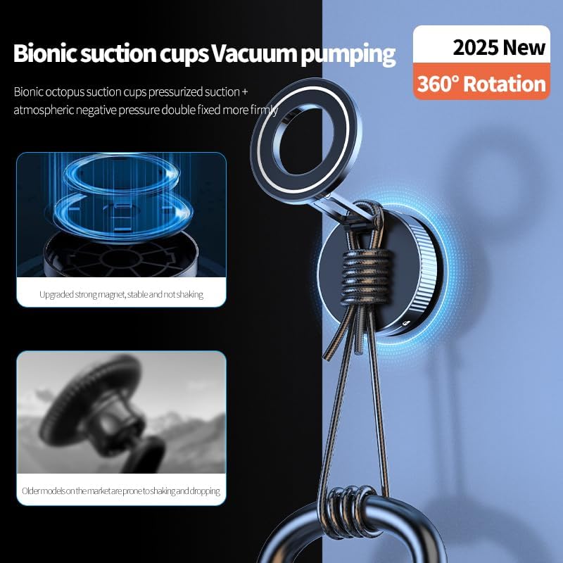 Ultimate 360° Magnetic Car Phone Holder – Heavy-Duty Suction Cup Mount for Effortless Navigation and Hands-Free Calls – Engineered with Durable Zinc Alloy for Maximum Stability and Compatibility – No-Damage Installation for the Modern Driver – Unleash Your Driving Potential with Enhanced Viewing Flexibility and Robust Security