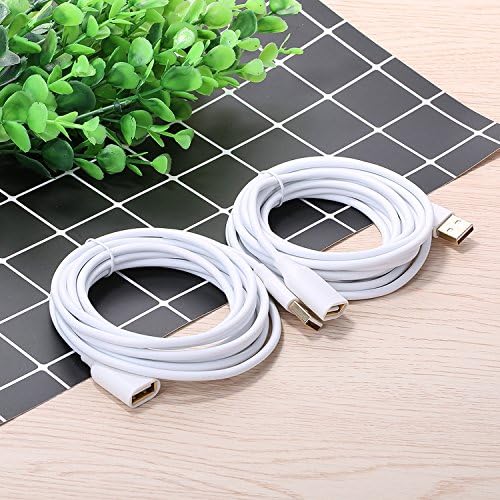 Costyle USB Extension Cable 15 ft – 2 Pack, Premium USB 2.0 A Male to A Female Extension Cord for Enhanced Device Connectivity, Ideal for Mouse, Keyboard, Camera, Printer – Sleek White Design for Modern Workspaces and Home Entertainment