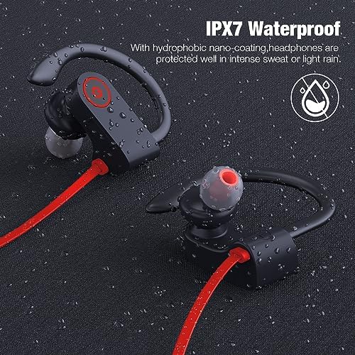 Elevate Your Active Lifestyle with IPX7 Waterproof Bluetooth Wireless Earbuds – 16-Hour Playtime, Exceptional Sound Isolation & Built-in Mic for Effortless Hands-Free Calls – Ideal for Gym, Running, and Outdoor Adventures