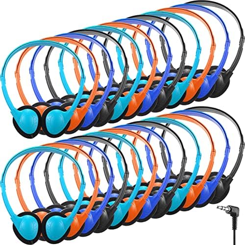 Enhance Classroom Learning with Konohan 32 Pack Adjustable Headphones – Durable Multicolor Wired Earphones for Students and Adults – Superior Audio Clarity and Comfort for Immersive Educational Experiences