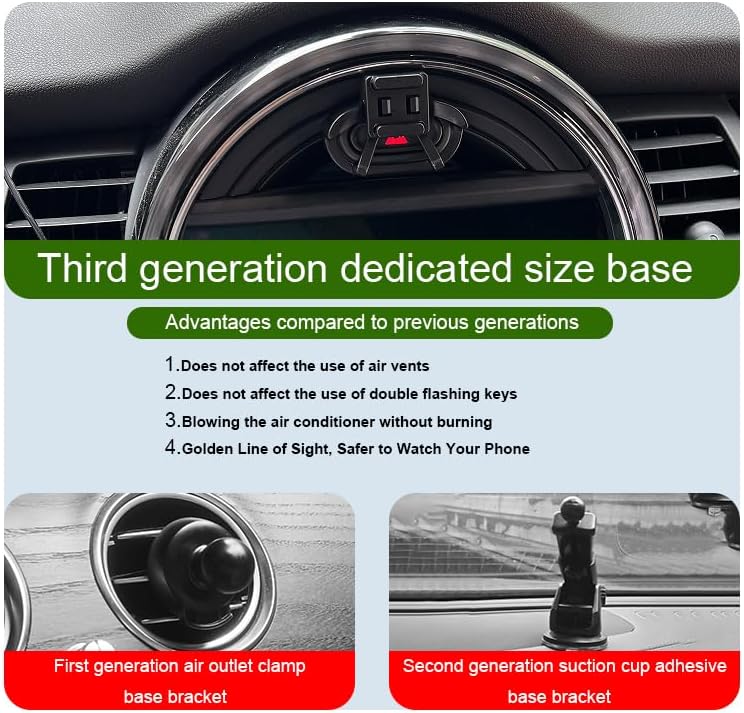 Car Phone Holder for BMW MINI Cooper Auto Accessories [Only for 2007-2013 MINI Cooper] [Auto Lock Hands Free Cell Phone Mount Car fits for iPhone & All Smartphones] – Enhanced Compatibility and Speed