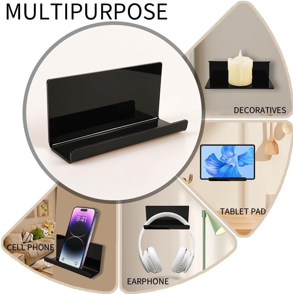 Clear Acrylic Wall-Mounted Tablet Holder – Sleek Charging Station for i Pads, Kindles, and Smartphones – Innovative Remote Control Organizer for Modern Homes and Offices – Maximize Space with Easy Access Design – Durable and Stylish Storage Solution for Clutter-Free Living
