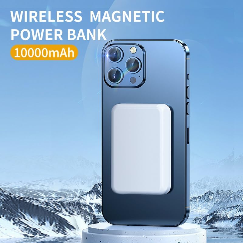 Ultimate 10,000 m Ah Wireless Power Bank for i Phone – Fast Magnetic Charging, Sleek Design, and Long-Lasting Lithium-Ion Batteries for On-the-Go Power Solutions – Compatible with i Phone 11-15 Pro Max, Lightweight & Portable for Everyday Use