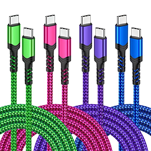 10 ft USB C to USB C Charging Cable – Fast 60 W Power Delivery Braided Cord for Galaxy S23 Ultra, i Phone 15/16, i Pad Pro, Mac Book – Durable, Tangle-Free Design in Purple, Green, Blue, Pink for Maximum Flexibility and Style