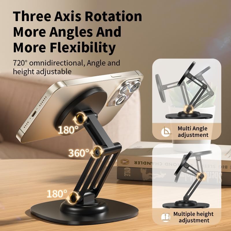 Rotation Magnetic Phone Stand Holder for iPhone Adjustable phone Holder Stand for Desk – Enhanced Compatibility and Speed