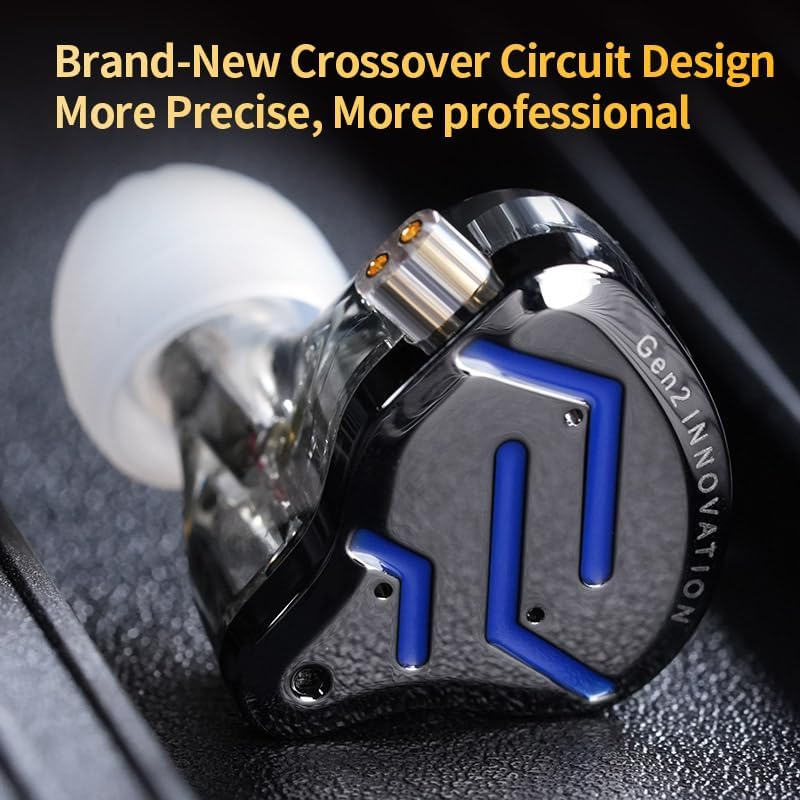 KZ ZSN PRO 2 Hi Fi IEM Earbuds – Dynamic Driver & Balanced Armature Hybrid Technology for Heavy Bass Enthusiasts, Stylish Glare Blue Design, Ergonomic Comfort for All-Day Wear, Seamless Device Compatibility for Ultimate Versatility