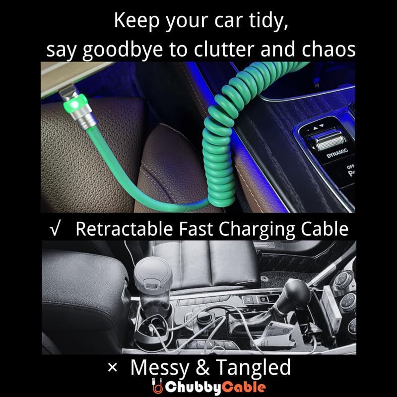 Neon Chubby USB-C Charging Cable with Fast Charge and Adjustable Length – Coiled Design for Maximum Flexibility and Stunning Gradient Illumination (1.64 FT to 4.43 FT) – Durable and Stylish Accessory for Smartphones and Tablets, Enhancing Your Charging Experience with Eye-Catching Glow and Robust Performance