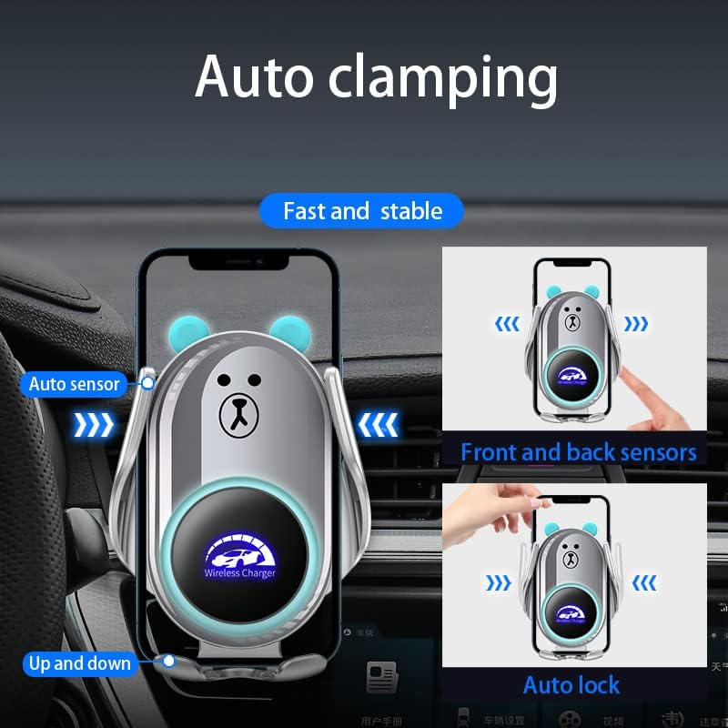 Charming Deer-Themed Wireless Car Charger Mount – 15 W Fast Charging with Auto-Clamping for i Phone & Samsung – Versatile Dashboard and Air Vent Installation – Ultimate Universal Phone Holder for Seamless Connectivity and Style
