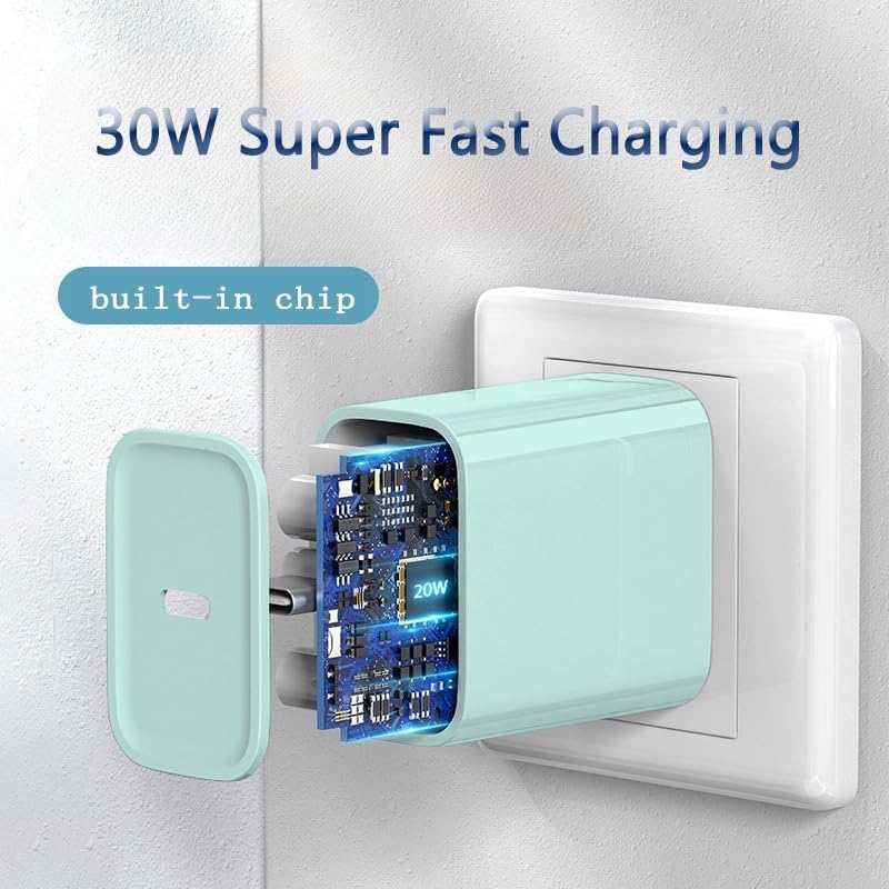 Premium i Phone 16/15 Fast Charging Adapter – Apple MFi Certified 30 W USB C Charger Block with 2 Pack 6 FT Type C Cord for Enhanced Efficiency in Pink – Ultimate Charging Solution for i Phone 16 Plus, 16 Pro, 16 Pro Max, and 15 Pro Max – Stylish and Portable Power for Home and Travel